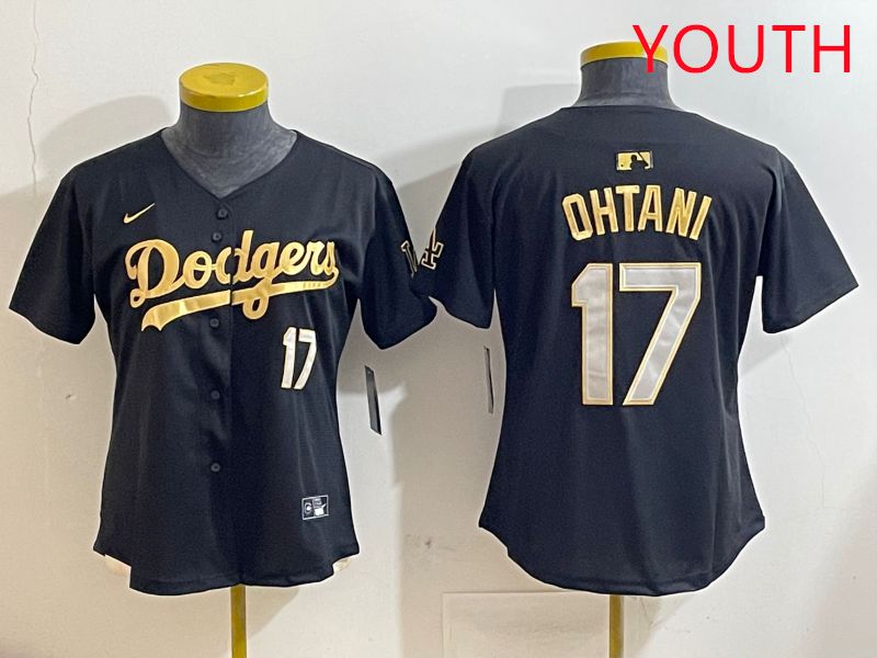 Youth Los Angeles Dodgers #17 Ohtani Black Gold Nike 2025 MLB Jersey style 428